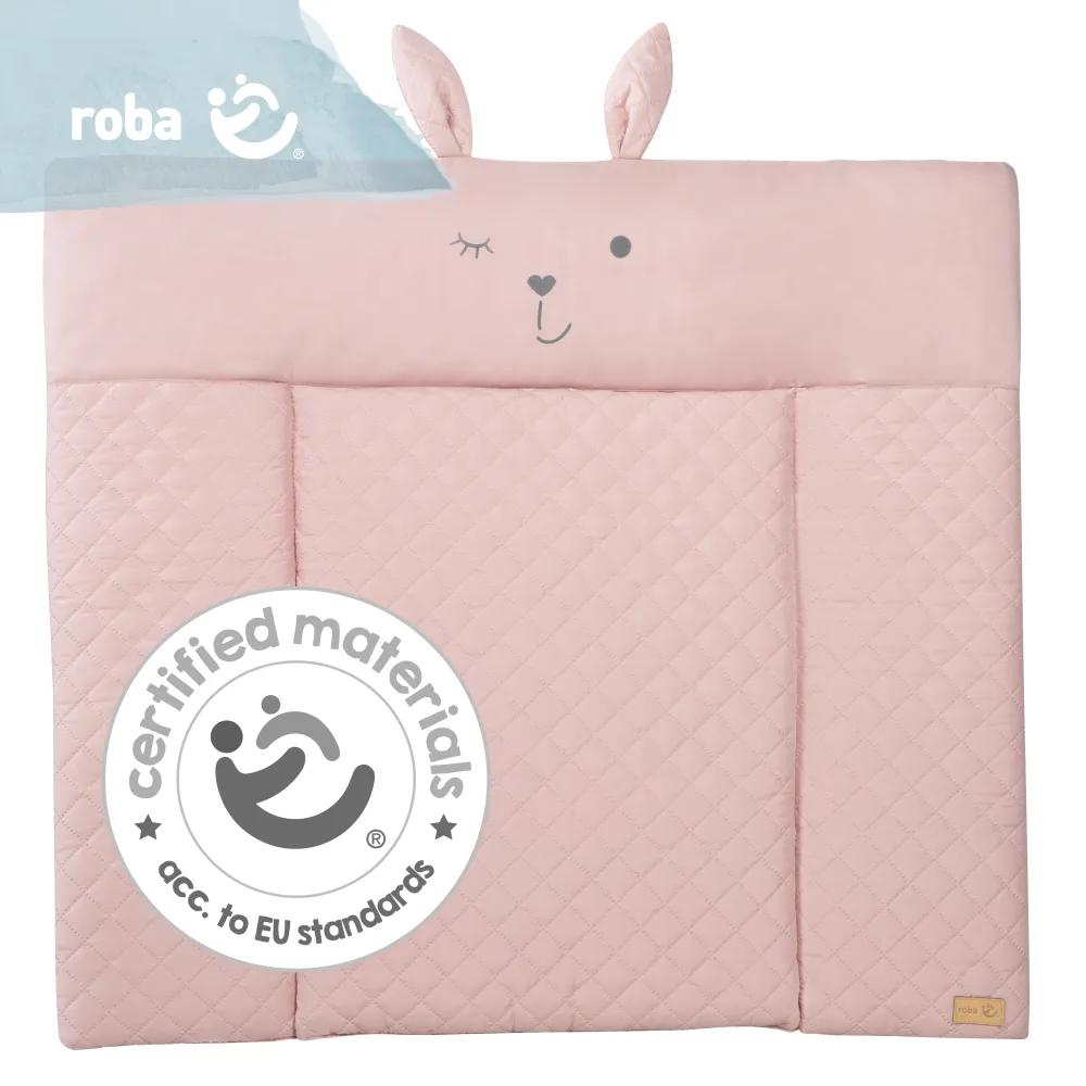 Wickelauflage doux 'roba Style' rosa, 85 x 75 cm, abwischbar, mit Hasengesicht 'Lily'