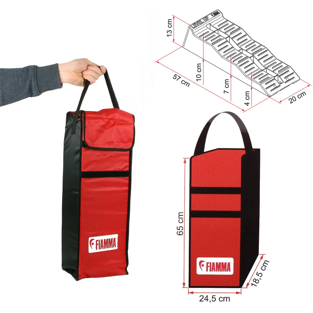 Certifié Anti-Déformation Fiamma Level Up Ausgleichskeil | 2er Set + Tragetasche | 4–10cm | grau | Level