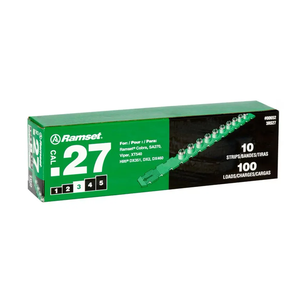 Certifié CE Cartouches vertes sur bandes calibre .27, 10 bandes (100 unités)