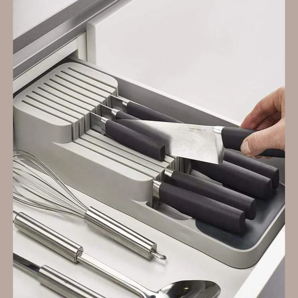 Aqua Knife Organizer 39.6cm - Blanc pur & Grey Fabriqué en Acier Forgé