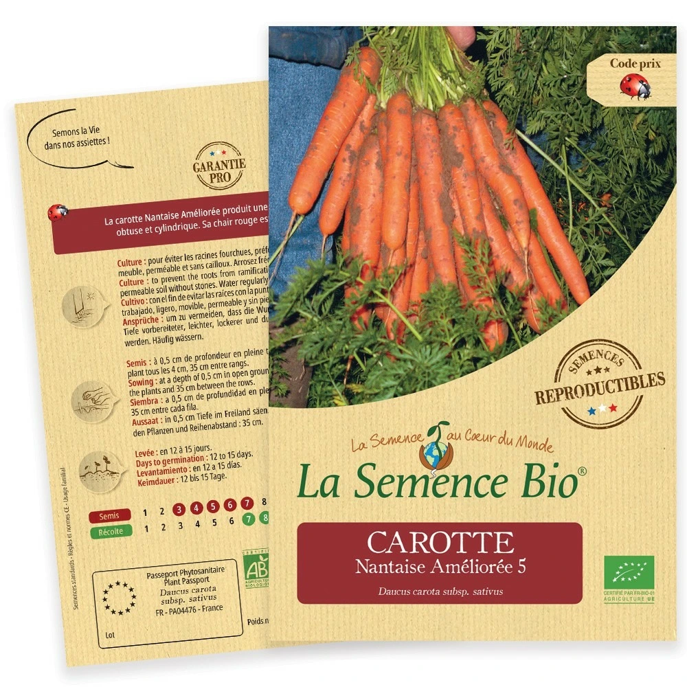 Carotte nantaise améliorée 5 bio Marque Française