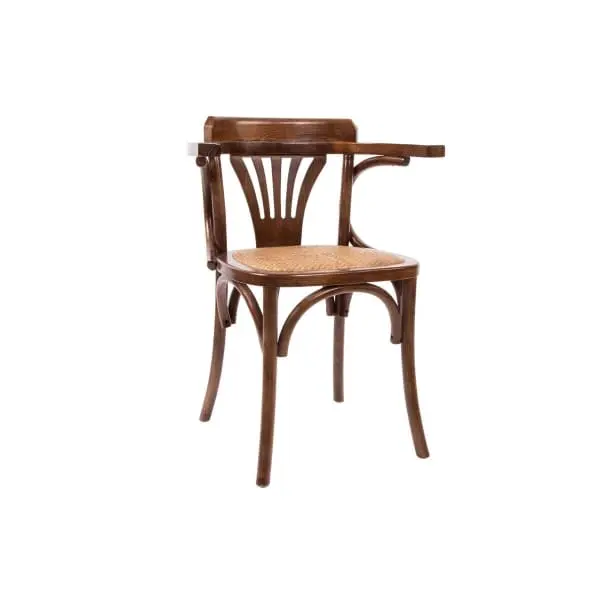 Chaise Vieux en Bois Brun et Cannage