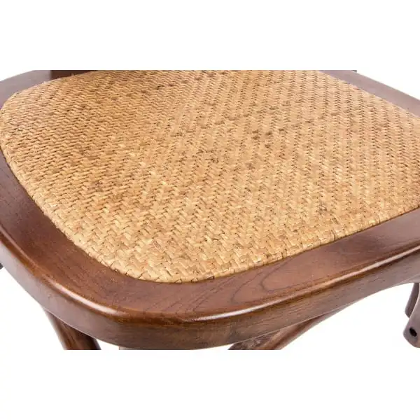 Chaise Vieux en Bois Brun et Cannage