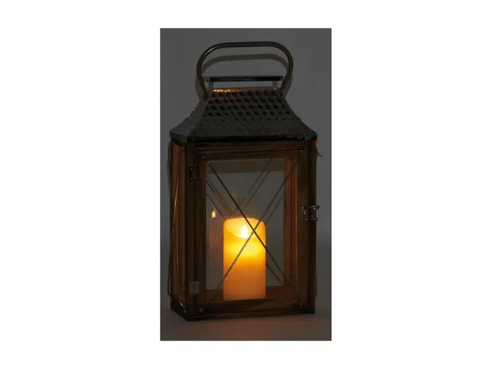 Lanterne en bois et métal en Acier Chromé