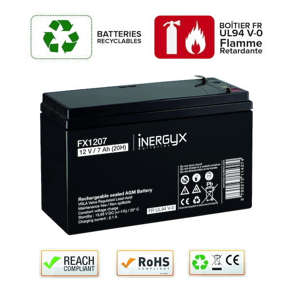 Batterie à autonomie renouvelable VRLA - 7 Ah - IZYX SYSTEMS
