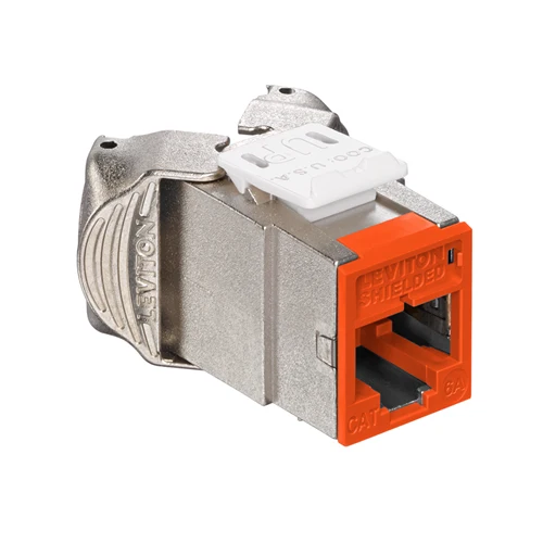 Leviton Cat 6A Shielded QUICKPORT Jack Orange 6ASJK-RO6