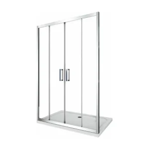 Porte de douche de 6 mm pour installation en niche avec quatre portes et ouverture centrale H.190 - 153-158 en acier galva...
