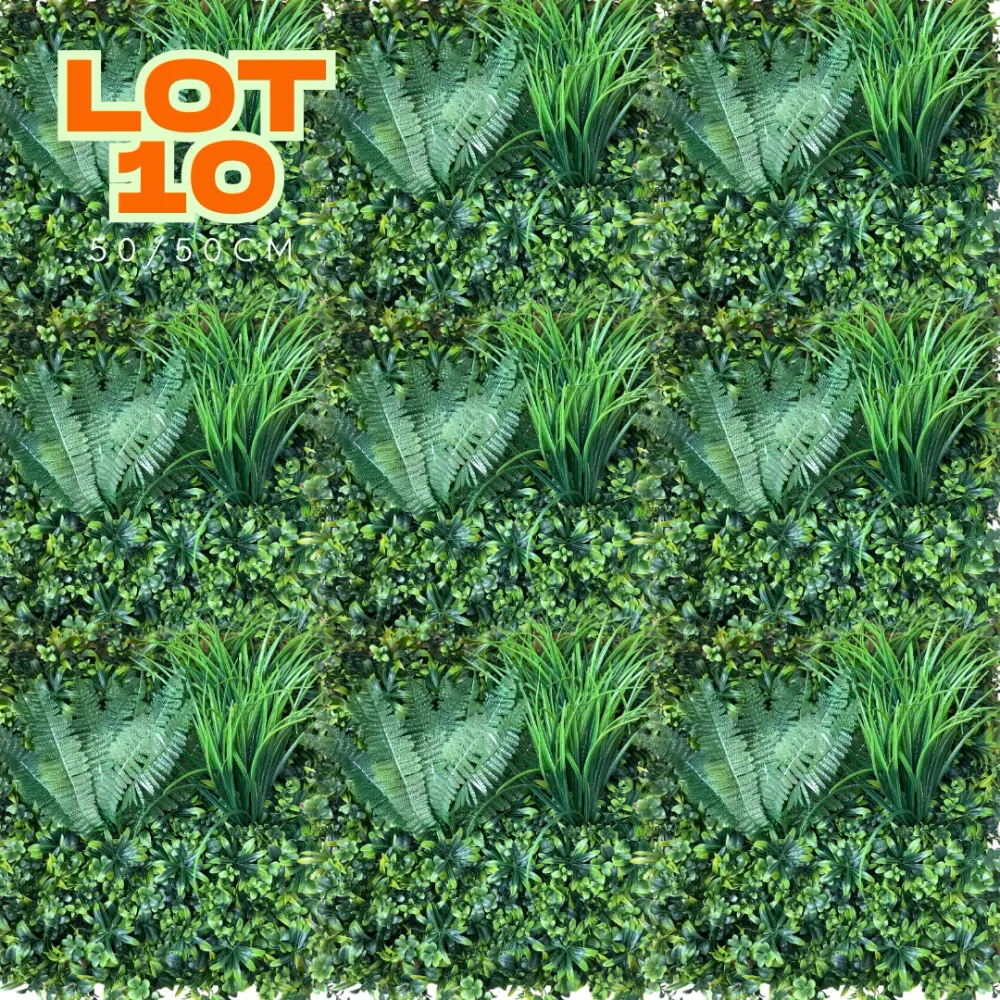 Colle pour papier peint Lot 10 Panneaux décoratif 3D BOLZANO - Mur végétal artificiel - 50cm*50cm