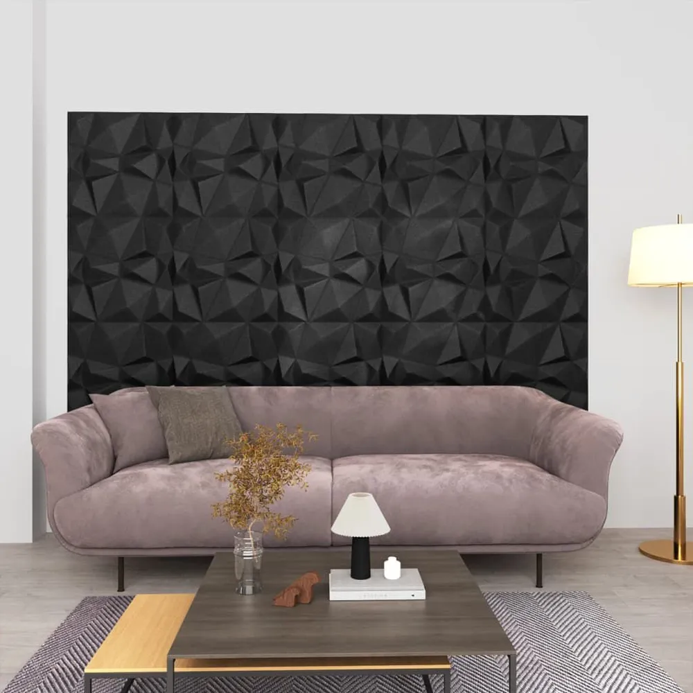 Couteau à enduire Panneaux muraux 3D 12 pcs 50x50 cm noir diamant 3 m²