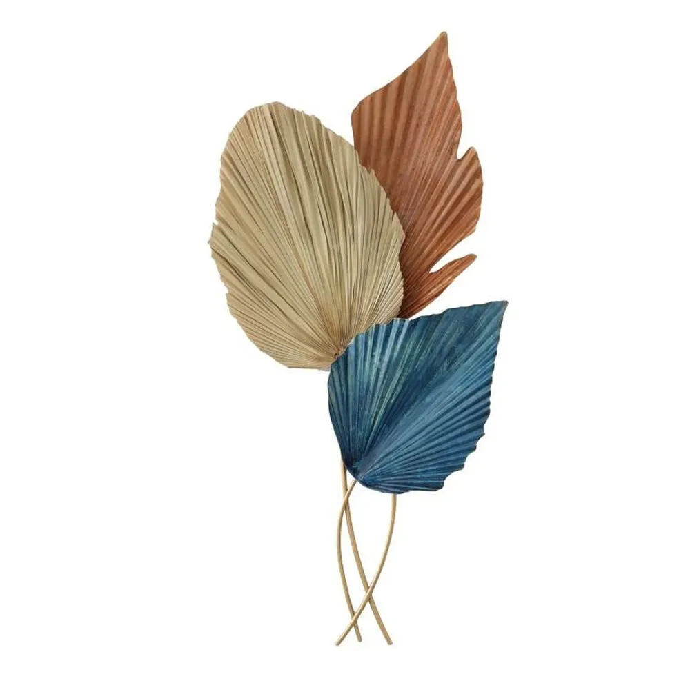 Décoration murale DKD Home Decor Métal Multicouleur Actuel Feuille d'