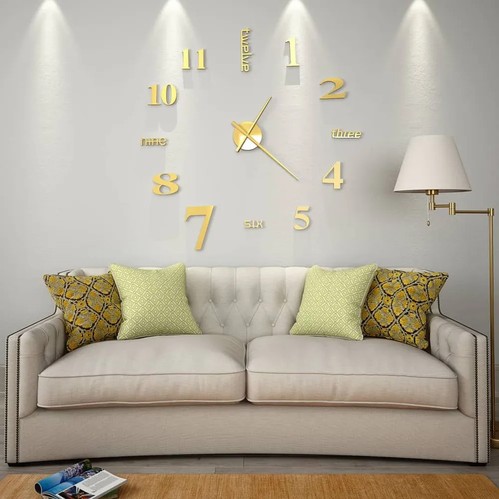 Horloge murale 3D Design novateur 100 cm XXL Doré DEC022271