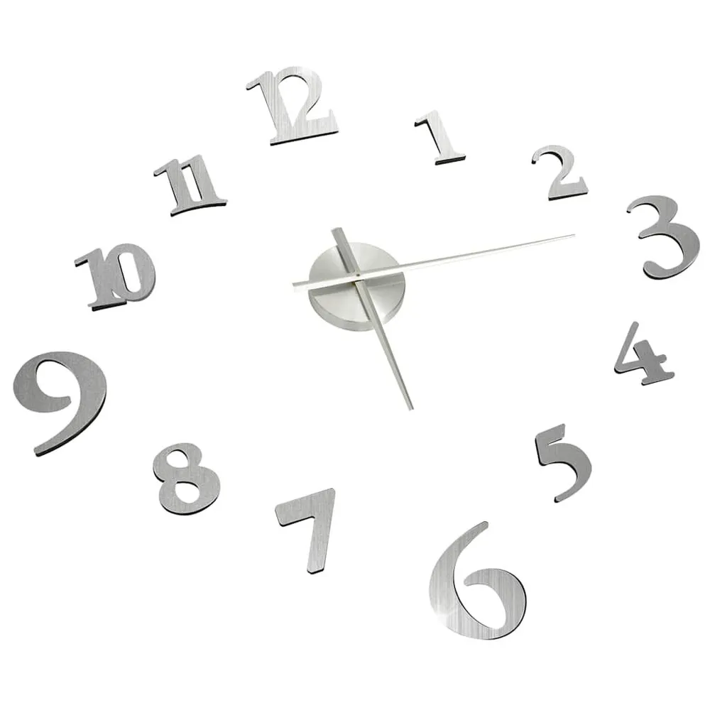Horloge murale 3D Design novateur Argenté 100 cm XXL