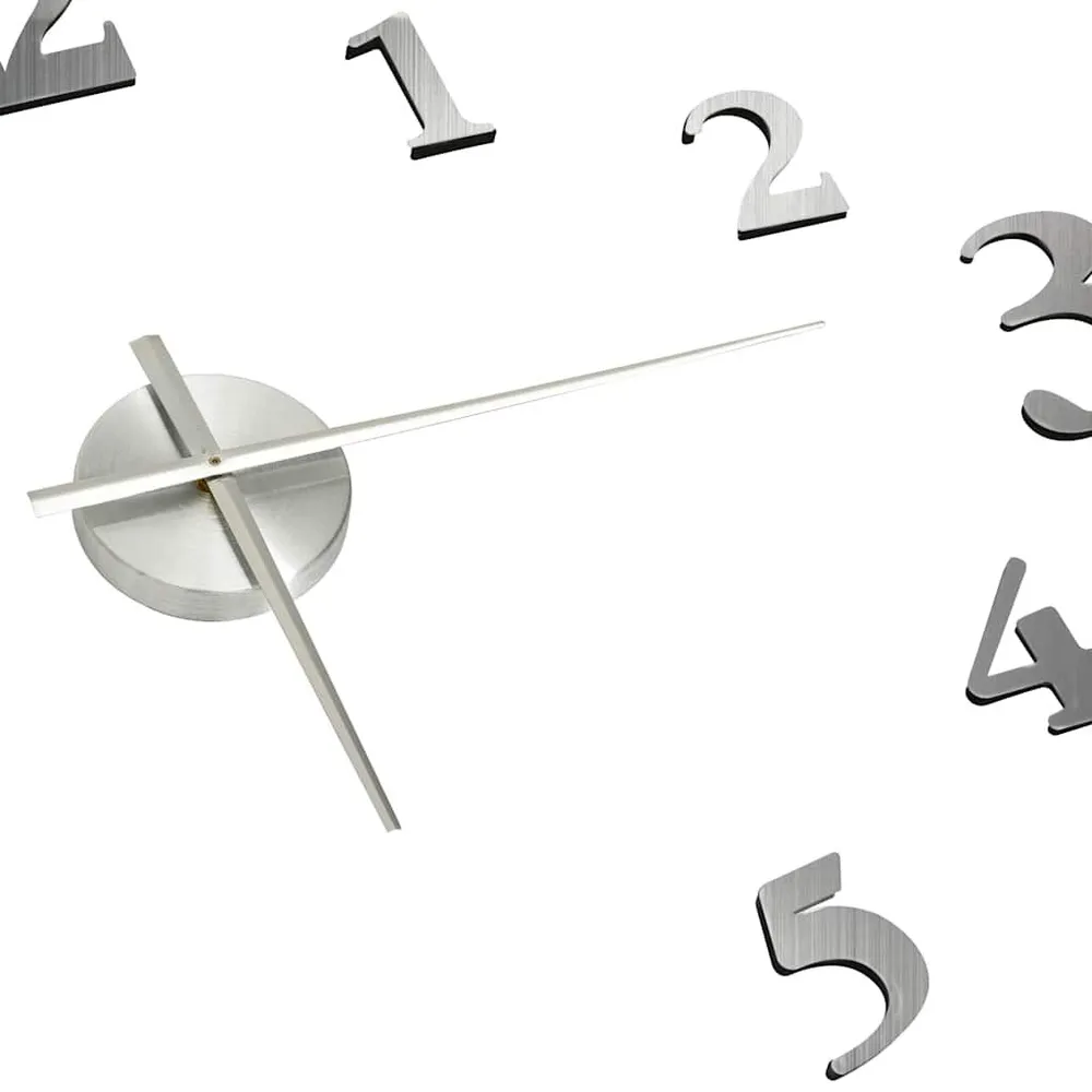 Horloge murale 3D Design novateur Argenté 100 cm XXL