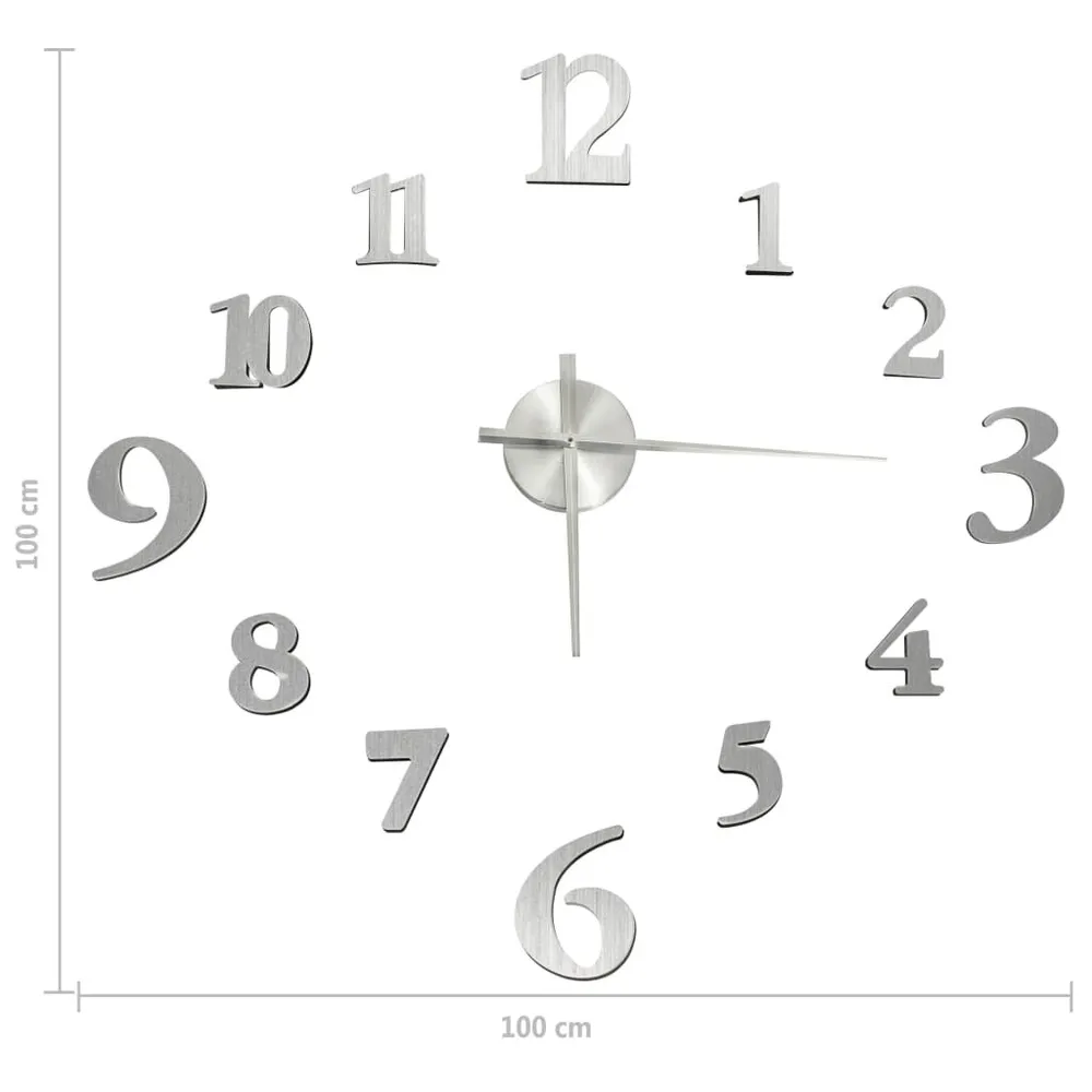Horloge murale 3D Design novateur Argenté 100 cm XXL
