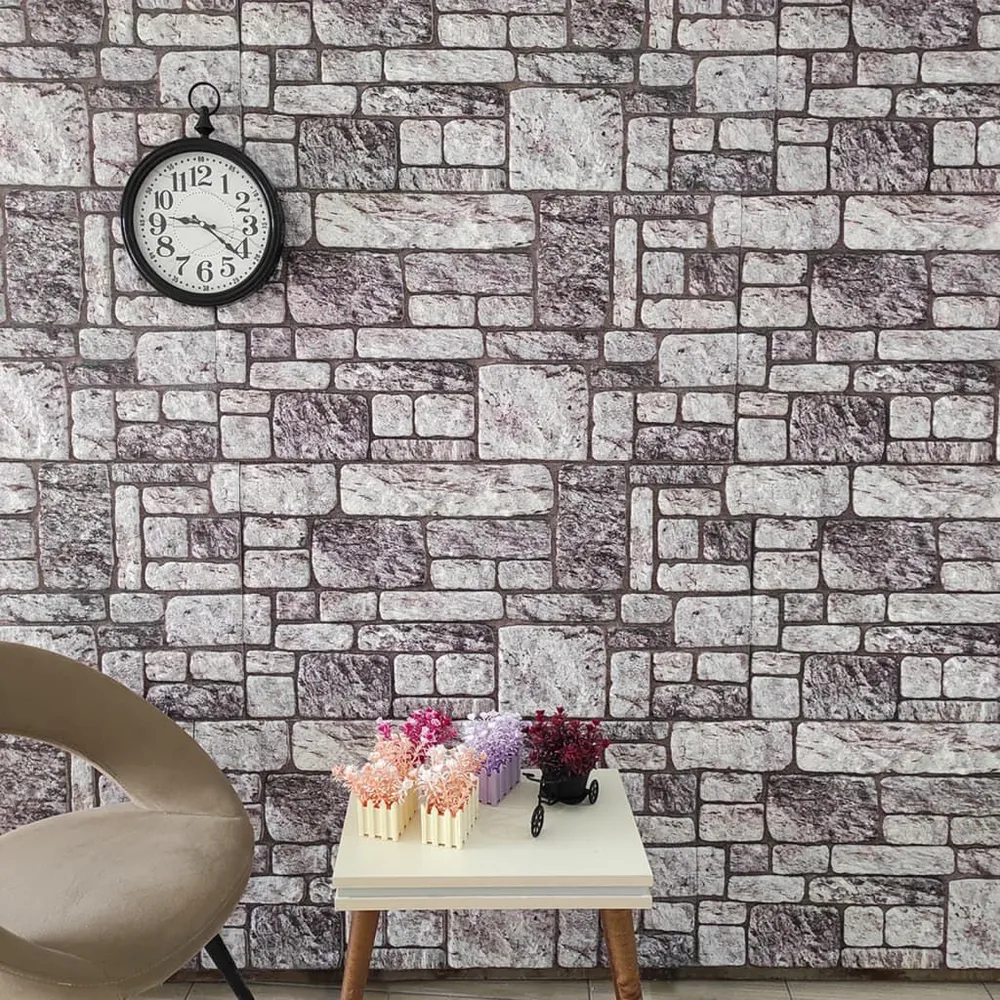 Panneaux muraux 3D design de brique gris évident 10 pcs EPS colle prête à l'emploi