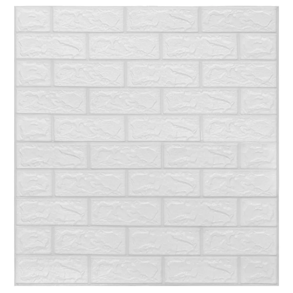 Papier peint 3D autoadhésif Briques 10 pcs Blanc Motif Rayures