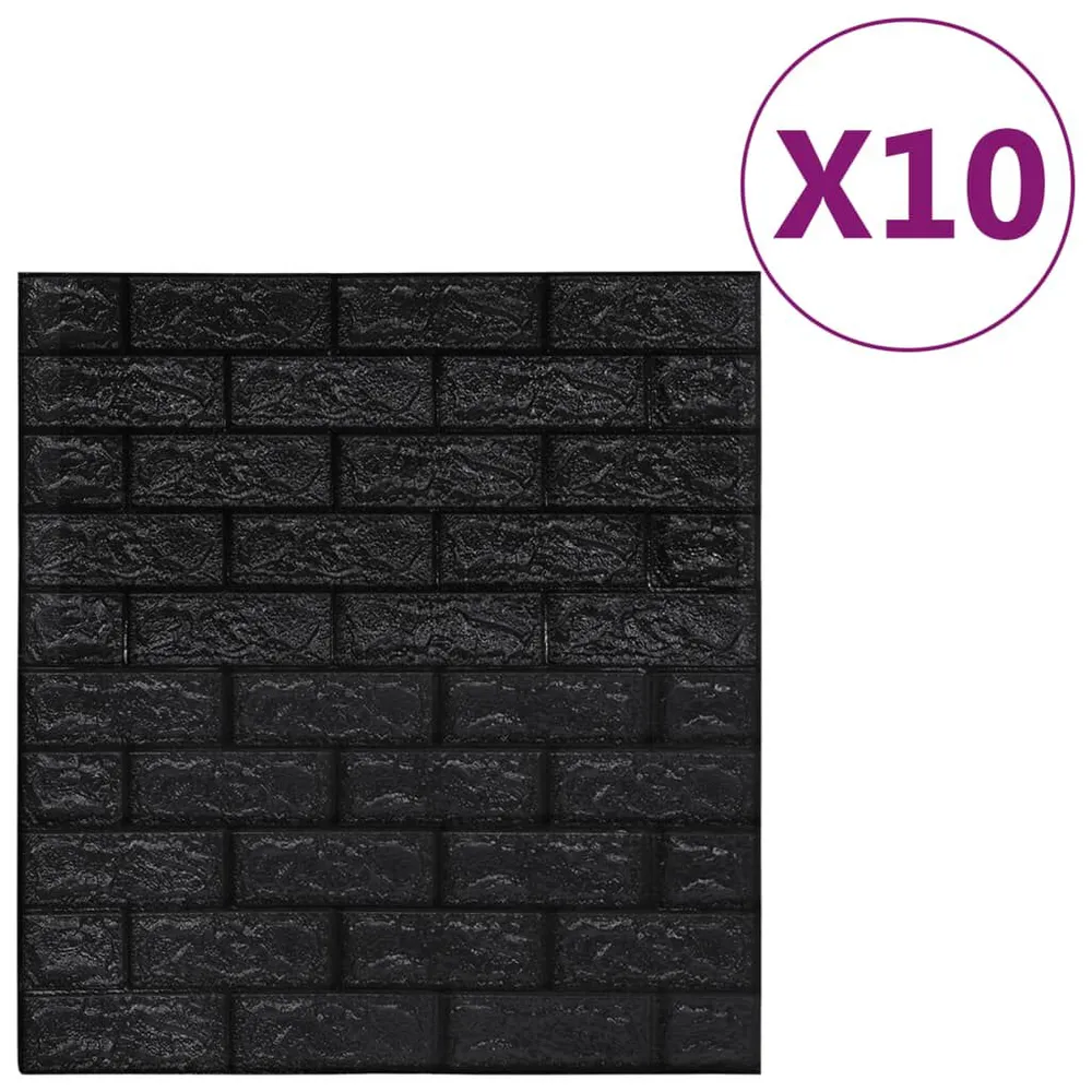 Papier peint 3D autoadhésif Briques 10 pcs Noir pour papier peint lourd
