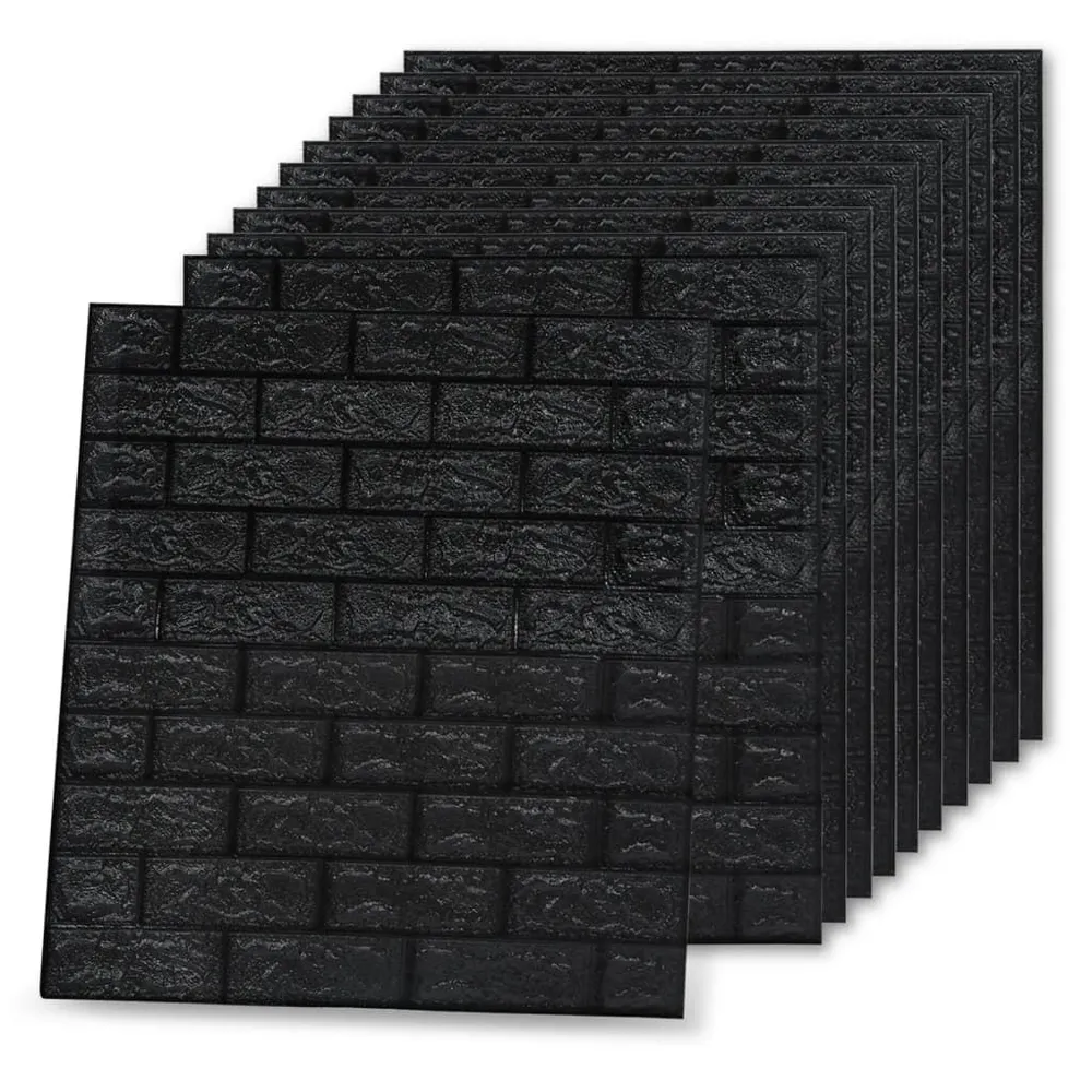 Papier peint 3D autoadhésif Briques 10 pcs Noir pour papier peint lourd