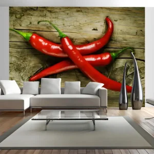 Papier peint intissé Motifs de cuisine Spicy chili peppers : Taille - 300 x 231 cm