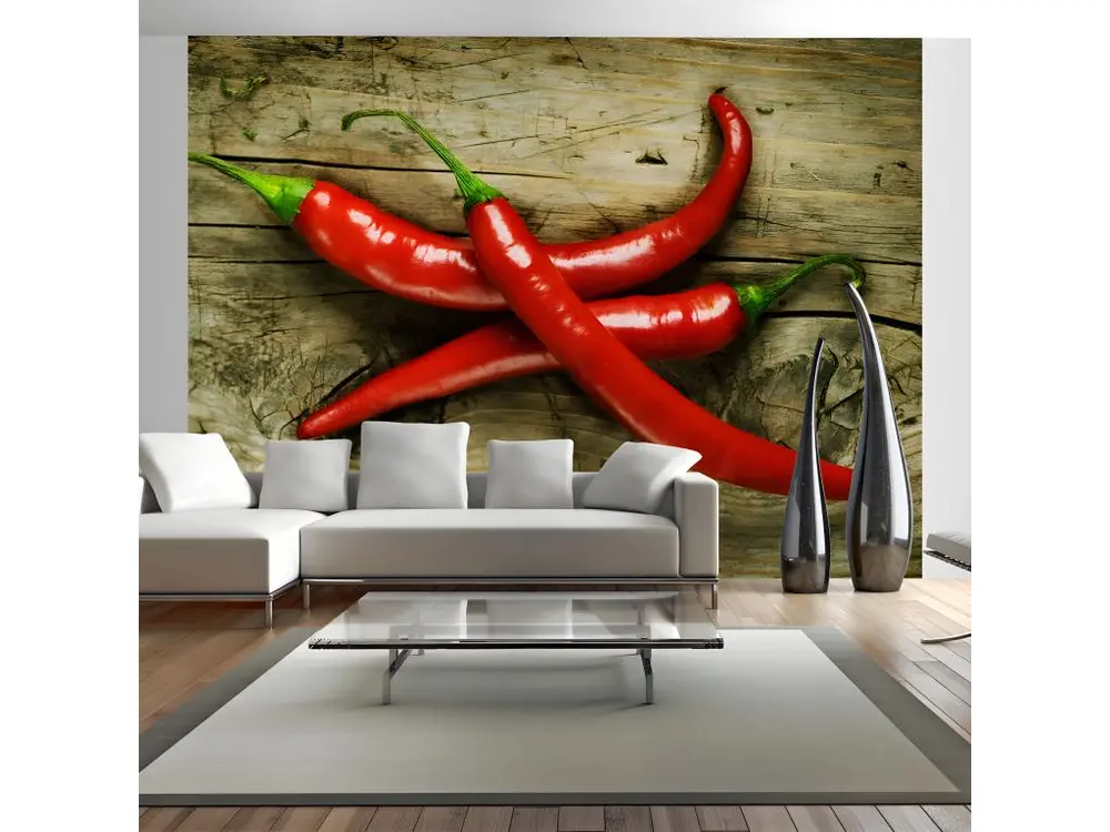 Papier peint intissé Motifs de cuisine Spicy chili peppers : Taille - 300 x 231 cm