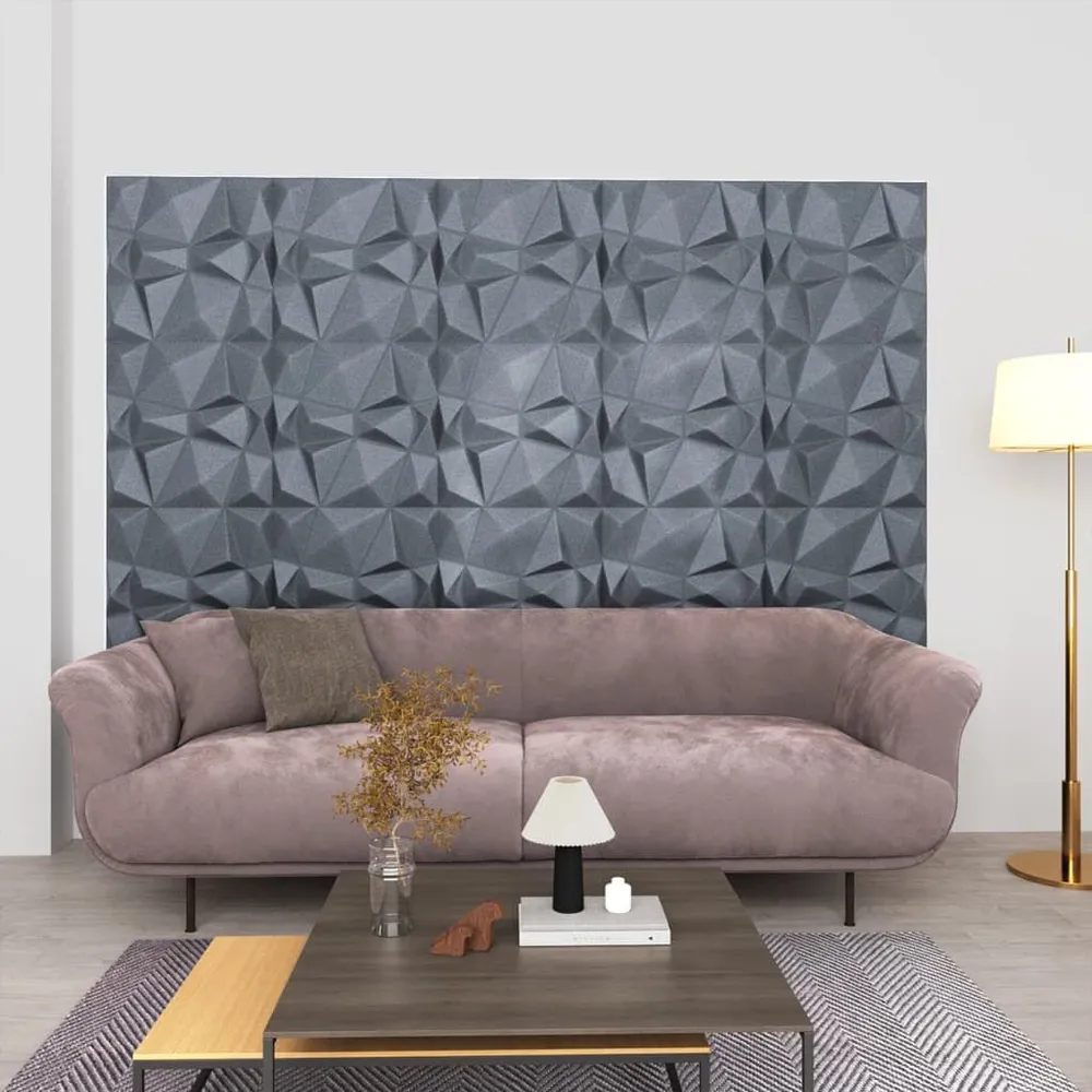 Papier peint intissé Panneaux muraux 3D 24 pcs 50x50 cm gris diamant 6 m²