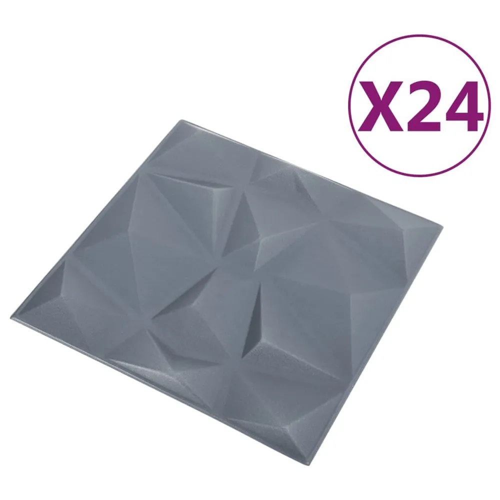 Papier peint intissé Panneaux muraux 3D 24 pcs 50x50 cm gris diamant 6 m²