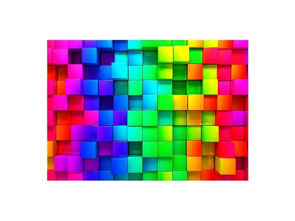 Papier peint intissé 3D et Perspective Colourful Cubes : Taille - 300 x 210 cm Motif Rayures