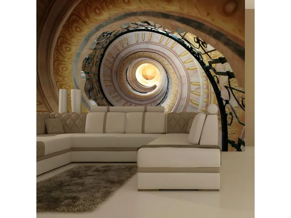 Papier peint intissé 3D et Perspective Decorative spiral stairs : Taille - 400 x 309 cm pour papier peint lourd