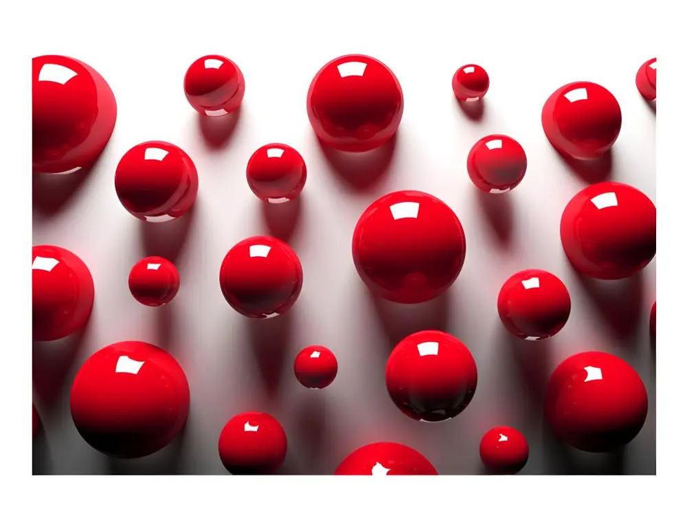 Papier peint intissé 3D et Perspective Red Balls : Taille - 300 x 210 cm avec lame rotative