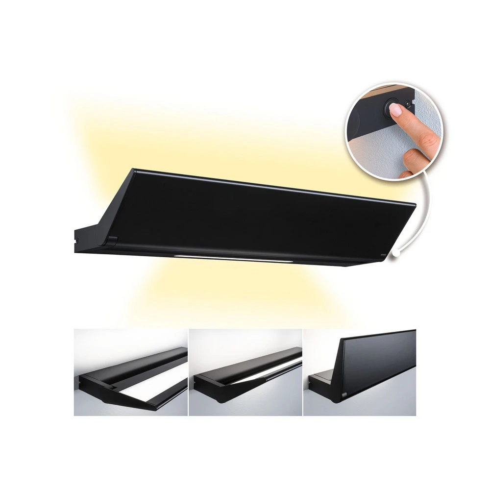 Paulmann Ranva Applique murale LED 3-Step-dim, noir avec spatule intégrée