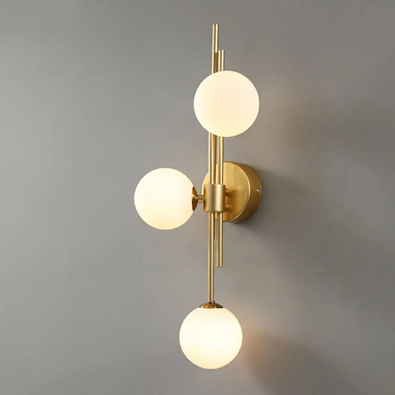 Professionnel Haute Adhérence Applique murale boule design en verre à 3 têtes pour chambre à coucher, éclairage mural en l...