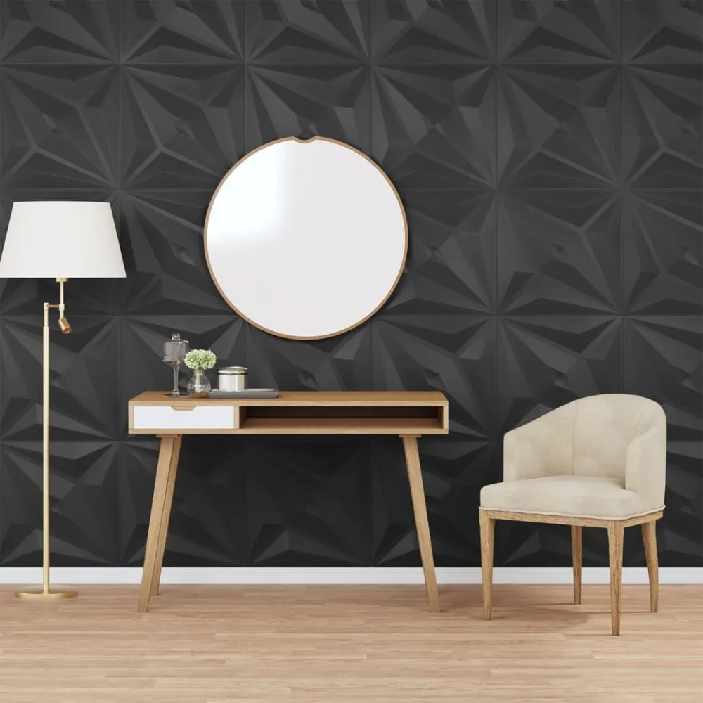 Professionnel Haute Adhérence Panneaux muraux 12 pcs noir 50x50 cm XPS 3 m² étoile
