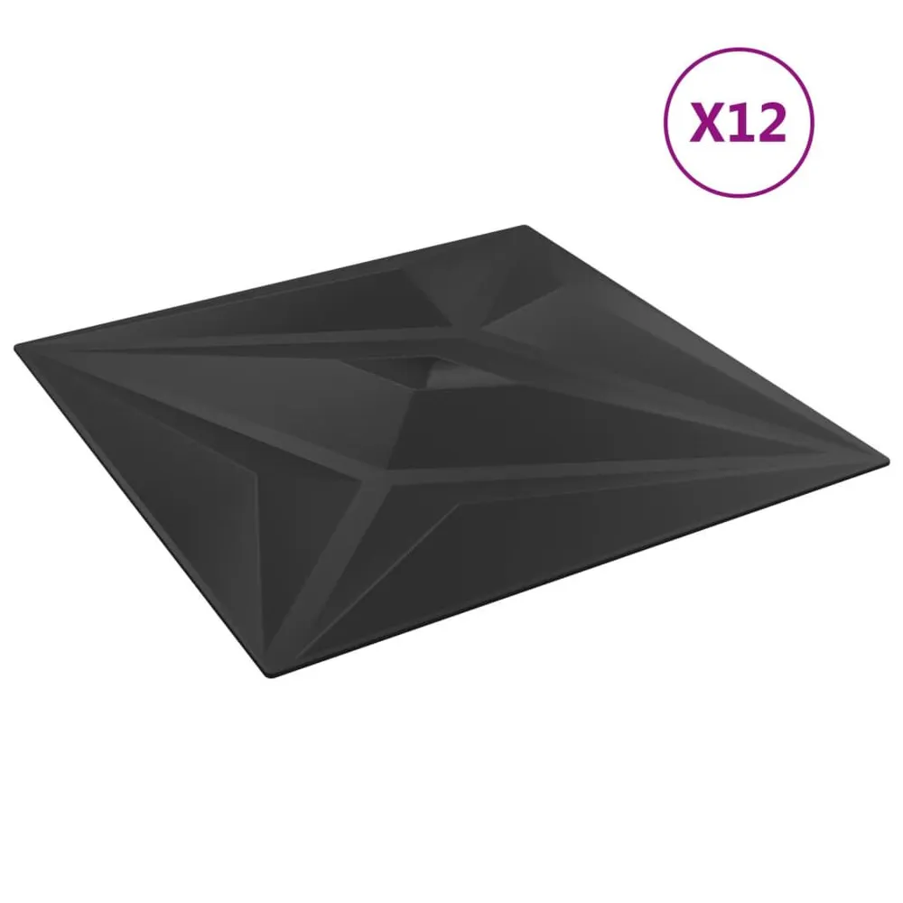 Professionnel Haute Adhérence Panneaux muraux 12 pcs noir 50x50 cm XPS 3 m² étoile