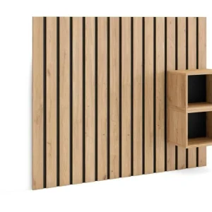 Tête de lit, 133x107x3 cm, Lit de 80,90,110 cm, Panneaux Muraux, Chêne lavable et résistant