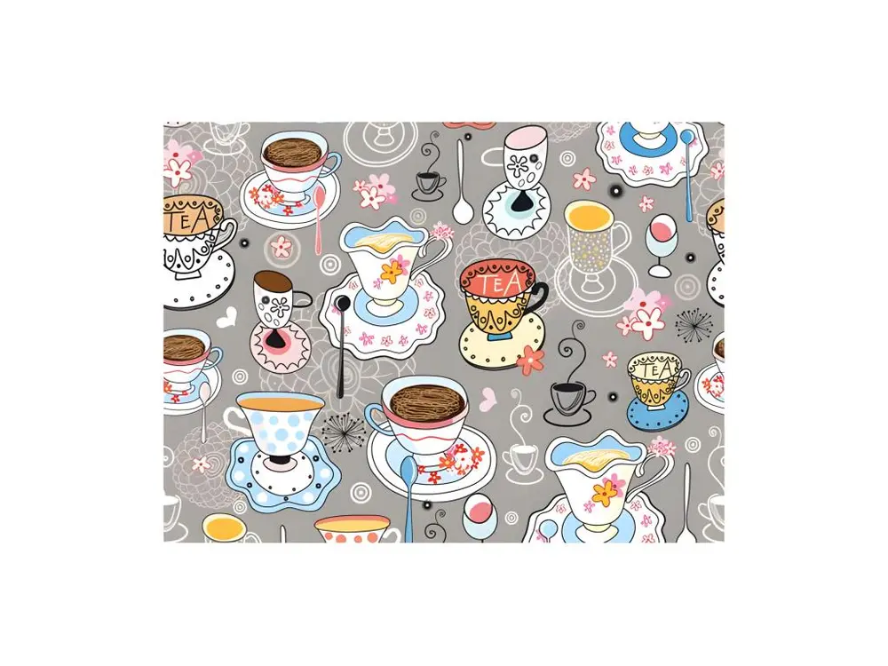 Certifié Écologique Papier peint intissé Motifs de cuisine Tasses : Taille - 400 x 309 cm