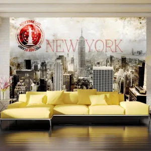 Certifié Écologique Papier peint intissé Ville et Architecture Neuf York - POST AGE STAMP : Taille - 250 x 175 cm
