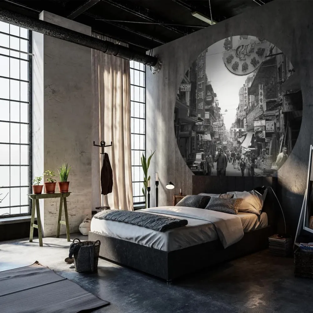 Certifié Écologique WallArt Papier peint cercle Hong Kong Old Days 190 cm
