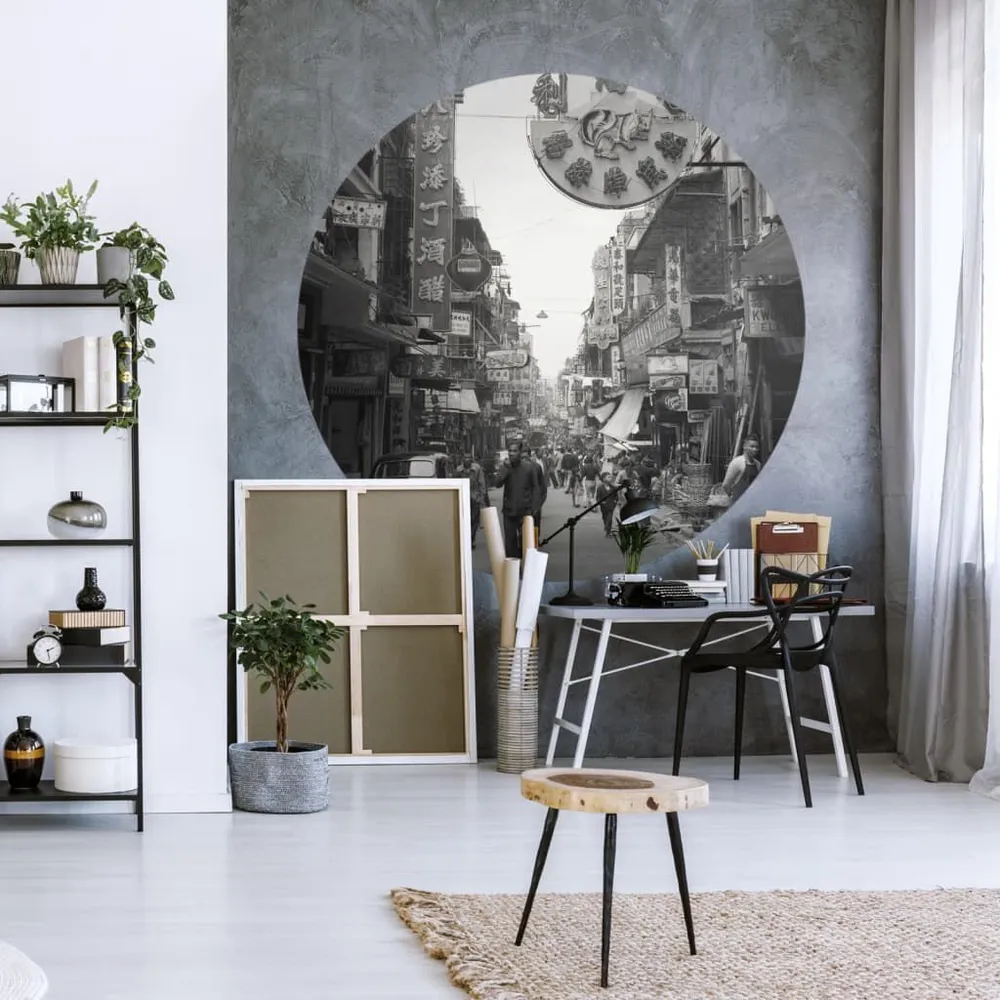 Certifié Écologique WallArt Papier peint cercle Hong Kong Old Days 190 cm