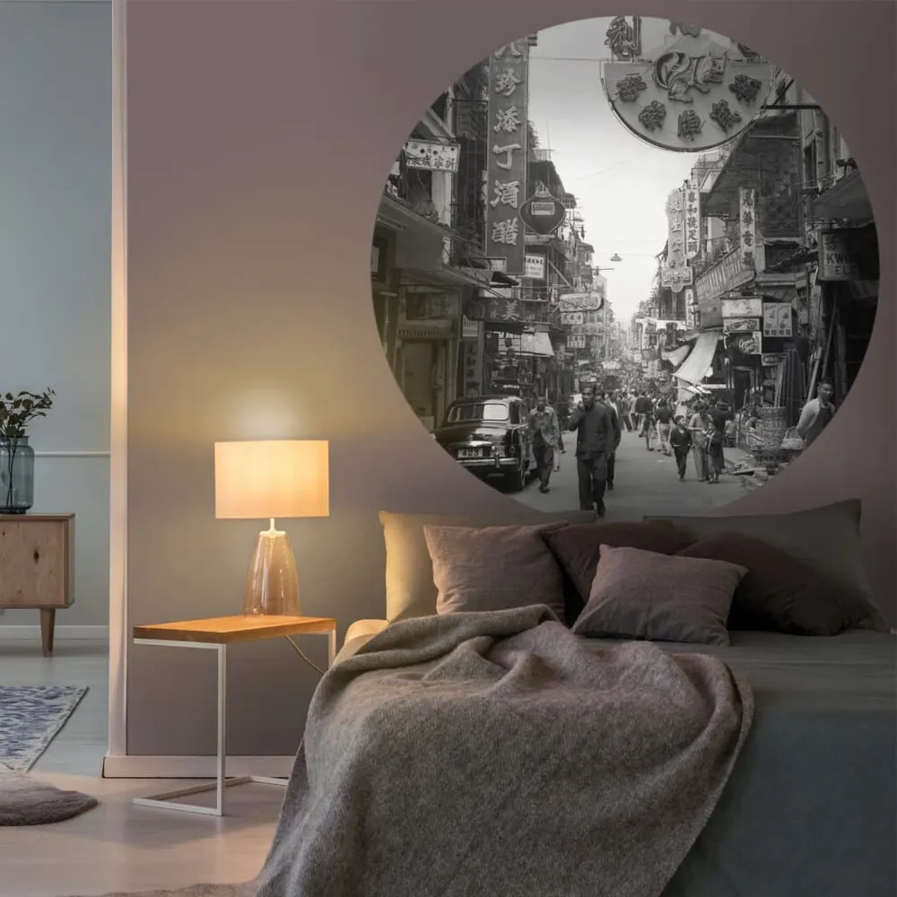 Certifié Écologique WallArt Papier peint cercle Hong Kong Old Days 190 cm