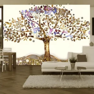 Couteau à enduire Papier peint intissé Abstractions Arbre doré : Taille - 250 x 175 cm