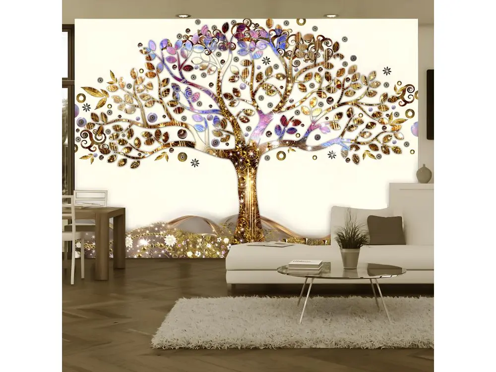 Couteau à enduire Papier peint intissé Abstractions Arbre doré : Taille - 250 x 175 cm