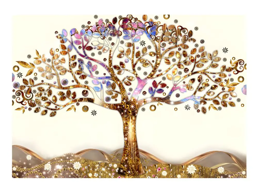 Couteau à enduire Papier peint intissé Abstractions Arbre doré : Taille - 250 x 175 cm