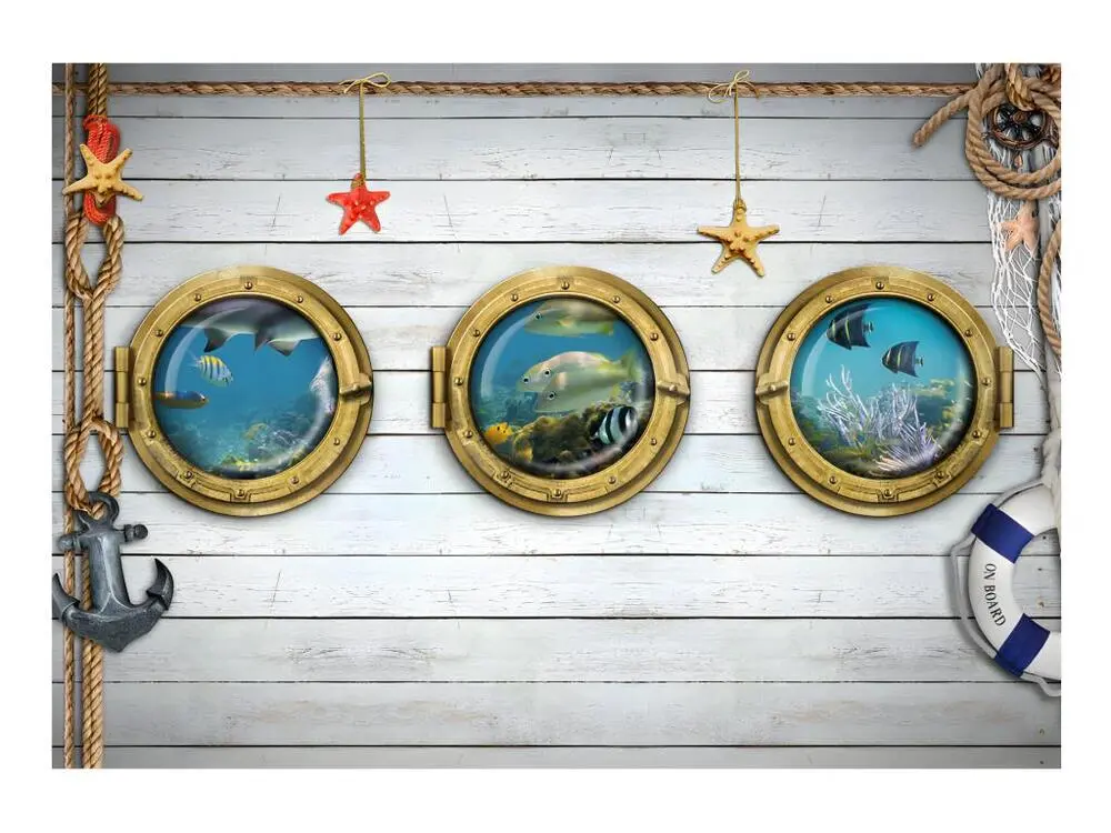 Papier peint intissé Animaux Tree portholes : Taille - 200 x 140 cm Motif Rayures