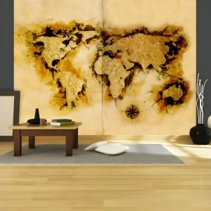 Papier peint intissé Carte du monde Gold-diggers' map World : Taille - 300 x 231 cm pour pose facile