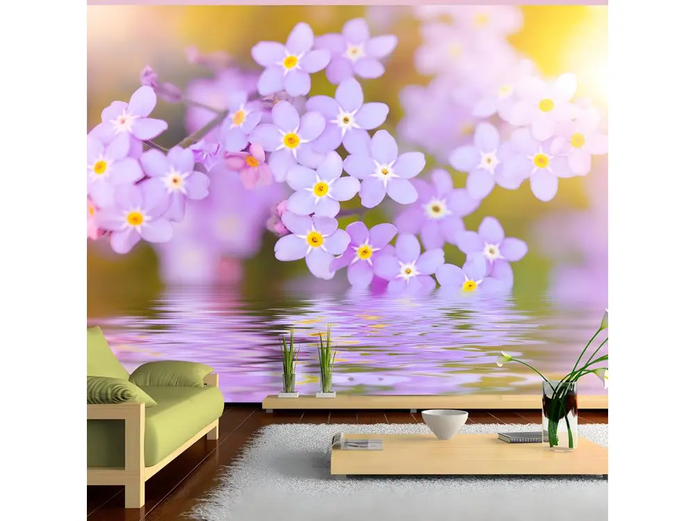 Papier peint intissé Fleurs Violet Petals Bloom : Taille - 200 x 140 cm