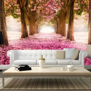 Papier peint intissé Paysages Rose vif grove : Taille - 200 x 140 cm