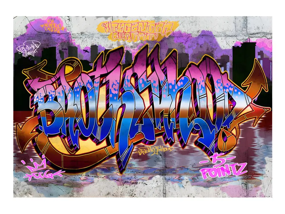 Papier peint intissé Street art Chatoyant Mural : Taille - 250 x 175 cm pour pose facile