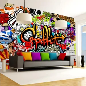 Papier peint intissé Street art Chatoyant Graffiti : Taille - 200 x 140 cm