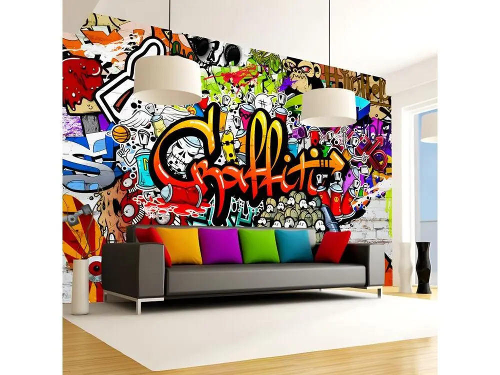 Papier peint intissé Street art Chatoyant Graffiti : Taille - 200 x 140 cm