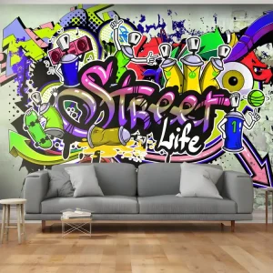 Papier peint intissé Street art Colourful Cooperation : Taille - 200 x 140 cm pour pose facile